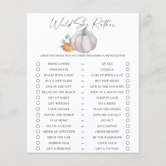 Papier Voudrait-elle bien jouer - citrouille blanc - (Devant)