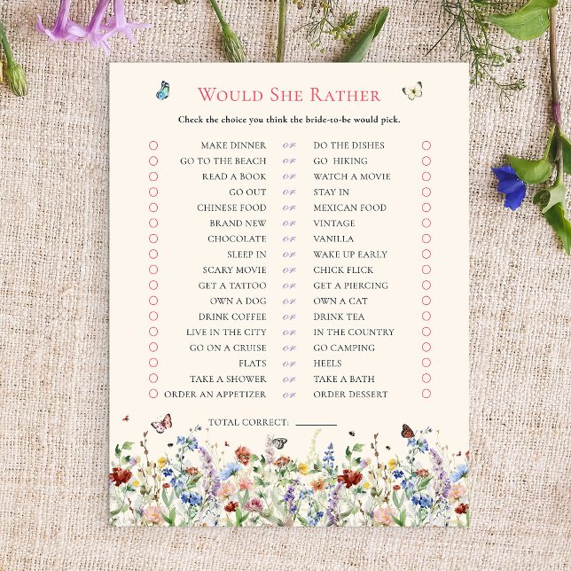 Papier Voudrait-Elle | Fête des mariées Fleur sauvage Boh (Créateur téléchargé)