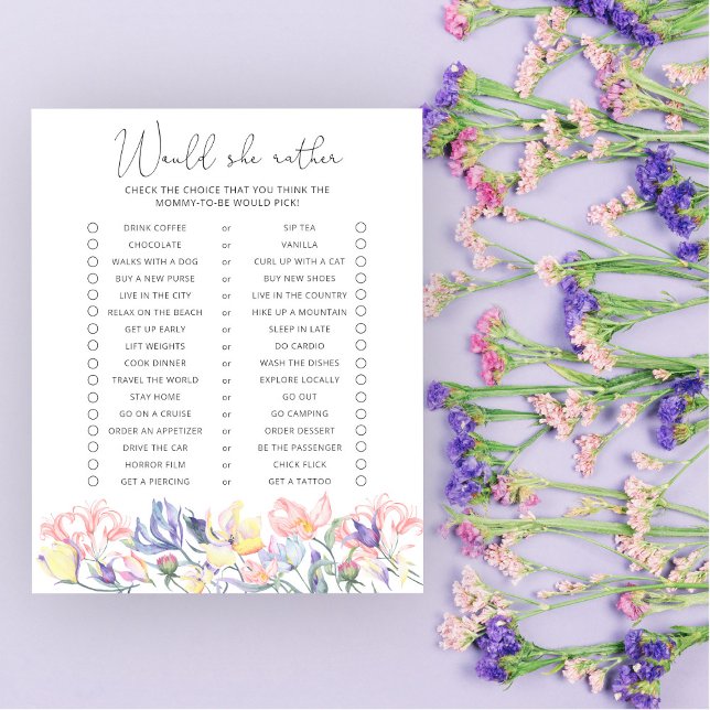 Papier Voudrait-Elle Plaire - Jeu de Baby shower Floral (Créateur téléchargé)