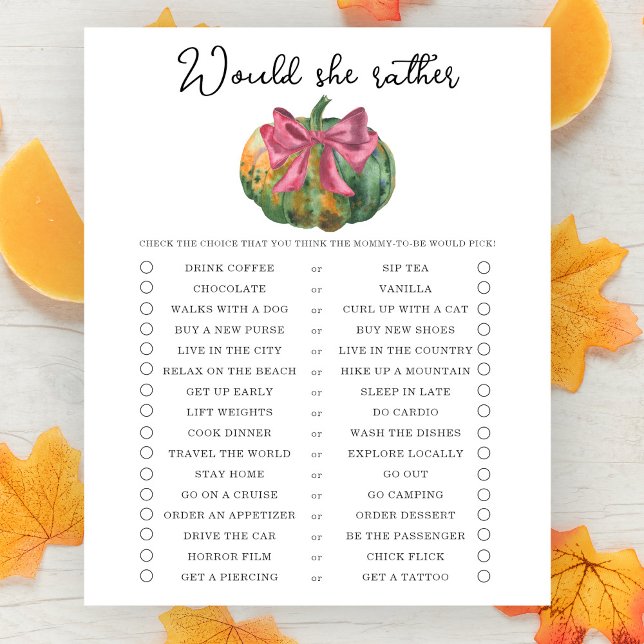 Papier Voudrait-elle plutôt baby shower  Citrouille (Créateur téléchargé)