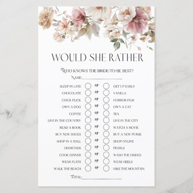 Papier Voudrait-Elle Plutôt Fête des mariées Fleur sauvag (Devant)
