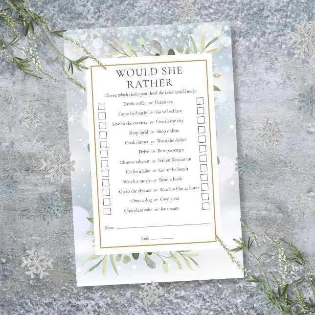Papier Voudrait-Elle Plutôt Fête des mariées Tea Party Je (Would She Rather Bridal Shower Tea Party Game)