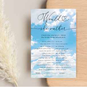 Papier Voudrait-Elle Plutôt Nuage 9 Fête des mariées Jeu