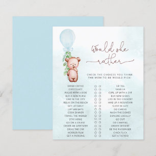 Papier Voudrait Maman Plutôt Jeu Baby shower Teddy Bear
