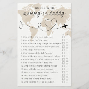 Papier Voyage Baby shower maman ou papa jeu