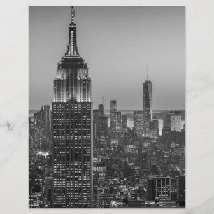 Papier Vue aérienne en noir et blanc de New York City Nig
