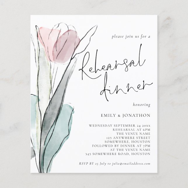 PAPIER | Wasserfarbe Tulip Probe Abendessen einlad (Vorne)