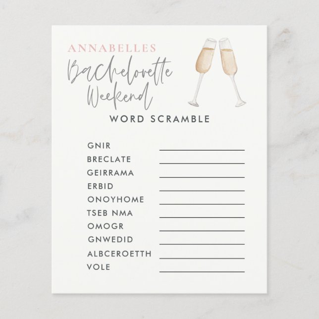 Papier watercolor bachelorette cocktails partie (Devant)