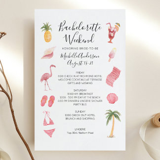 Papier Watercolor Beach Bachelorette Weekend Itinerary