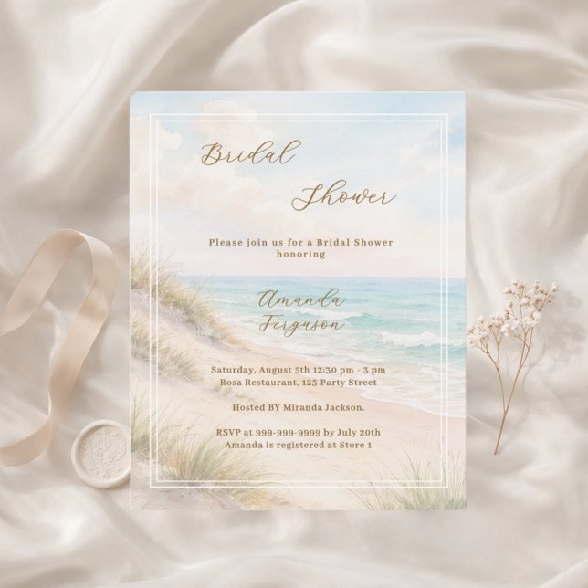 Papier Watercolor beach dunes Bridal Shower invitation (Créateur téléchargé)