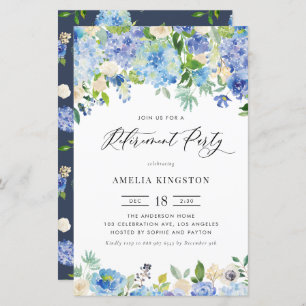 Papier Watercolor Blue Hydrangea Retraite Invitation