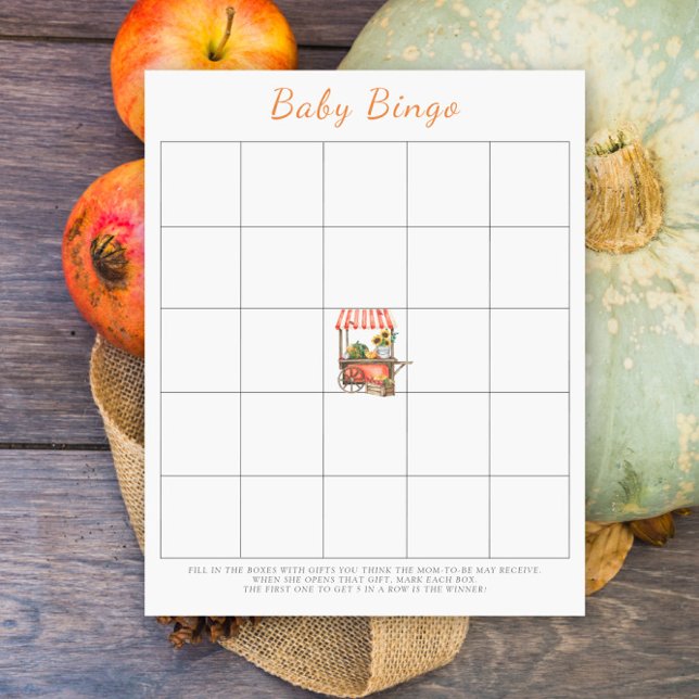 Papier Watercolor Citrouille Baby Bingo jeu (Créateur téléchargé)