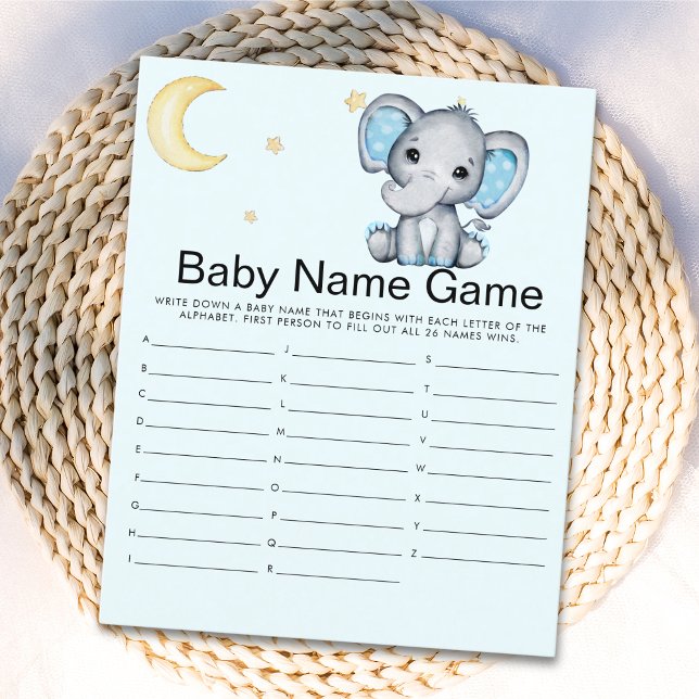 Papier Watercolor Elephant Baby Shower Boy, Blue and Gray (Créateur téléchargé)