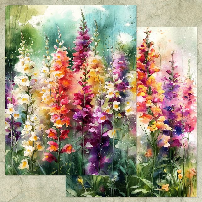 PAPIER WATERCOLOR FOXGLOVE GARDEN SCRAPBOOK PAPER (WATERCOLOR FOXGLOVE GARDEN SCRAPBOOK PAPER)