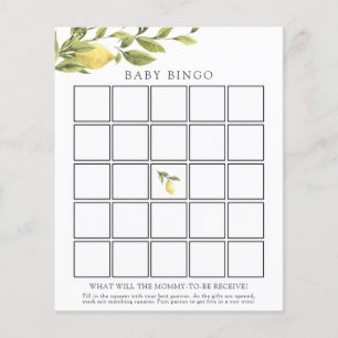 Papier Watercolor Lemons Baby Bingo Game Card