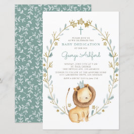 Papier Watercolor Lion Prince Baby Dedication Invitation