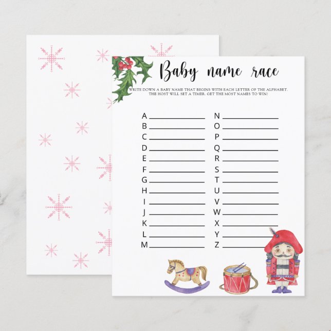Papier Watercolor noutcracker - Baby name race jeu (Devant / Derrière)