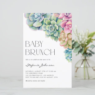 Papier Watercolor Succulents Baby Brunch Invitation