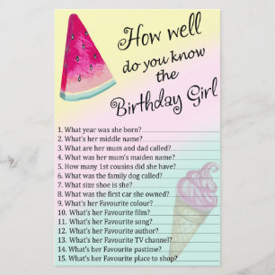 Papier Watermelon Comme tu connais bien la fille d'annive