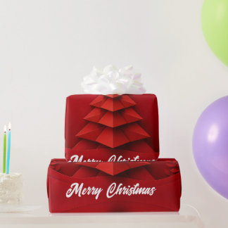Papier-Weihnachtsbaum auf rotem Hintergrund Geschenkpapier