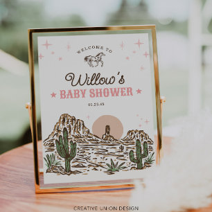 Papier Western Cowgirl Baby shower Affiche de bienvenue