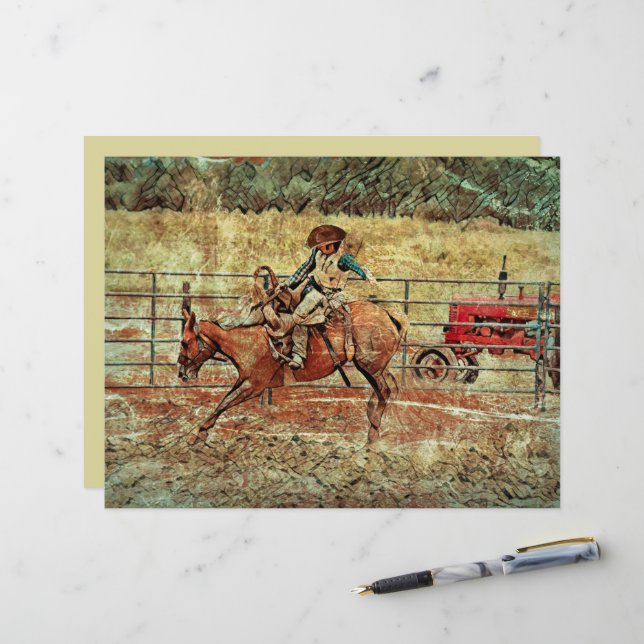 Papier Western Rodeo Country Horse équitation Texture (Devant/Arrière en situation)