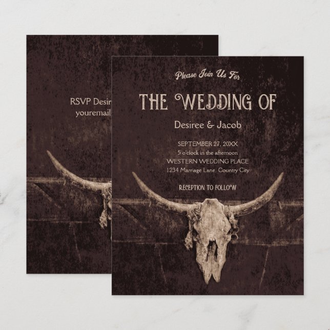 Papier Western Rustic Brown Pays Bull Budget crâne (Devant / Derrière)