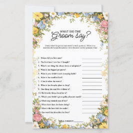 Papier  What Did the Groom Say Tea Party Bridal Game