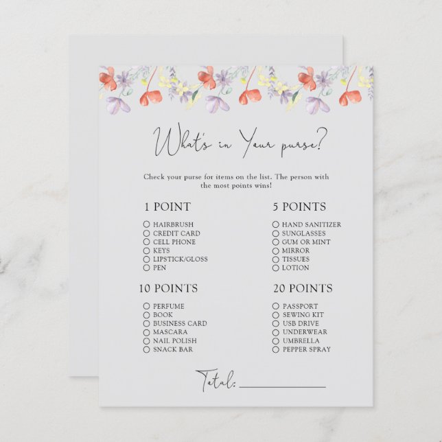 Papier Whats fleur sauvage dans votre sac à main (Devant / Derrière)