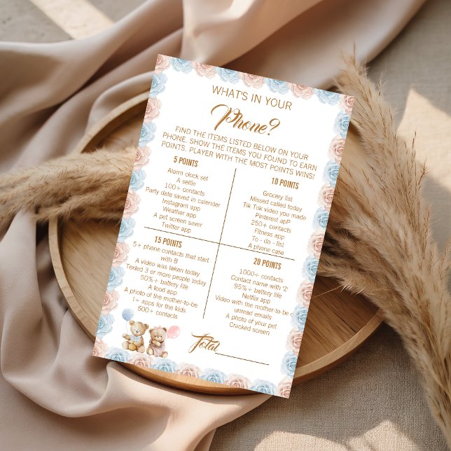 Papier What's in Your Phone Game Card Teddy Bear (Créateur téléchargé)