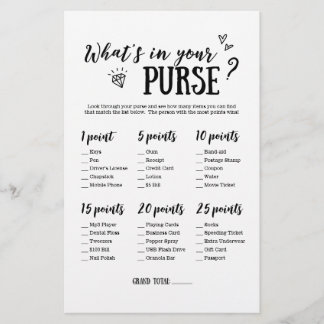 Papier What's In Your Purse Game for Fête des mariées
