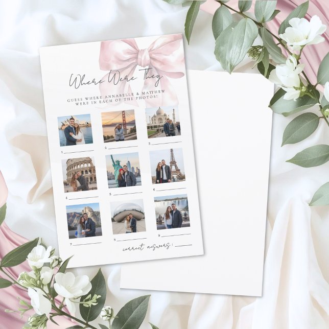 Papier Where Were They Pink Bow Bridal Shower Game (Where Were They Pink Bow Bridal Shower Game)