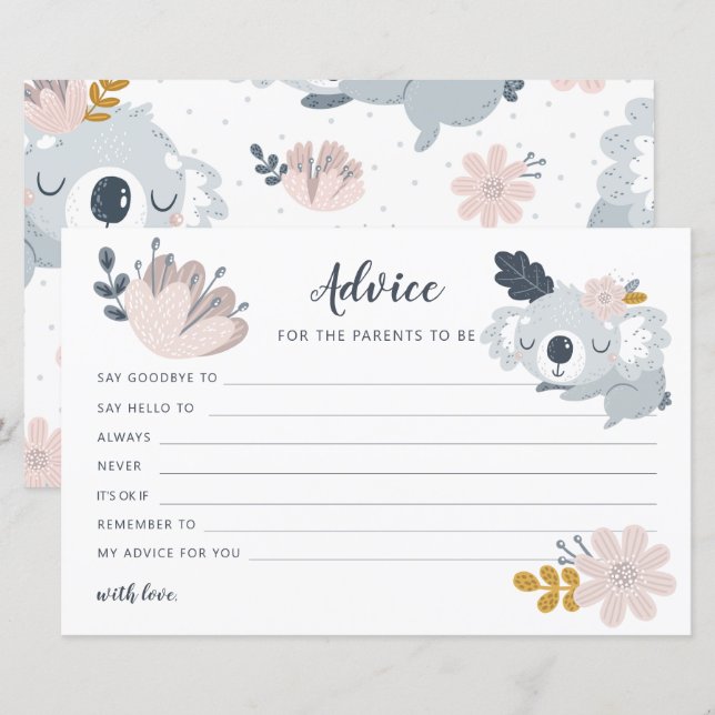 Papier Whimiscal fleurs de Koala Conseils aux parents (Devant / Derrière)