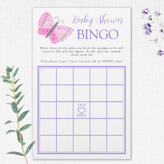 Papier Whimsal Butterflies Baby shower Jeu de Bingo