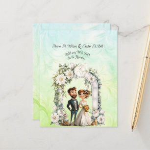 Papier Whimsical Bride Mariage Arch Blue Green