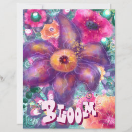 Papier Whimsical Floral Abstrait Art Turquoise Personnali