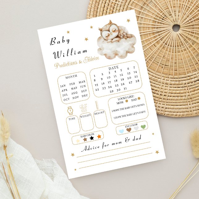 Papier Whimsical Gold Star Baby Predictions jeu de consei (Créateur téléchargé)