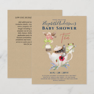 Papier Whimsical TEA PARTY Baby shower Bois Animaux