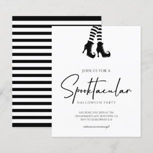 Papier Whimsy Halloween Party Black and White Invitation