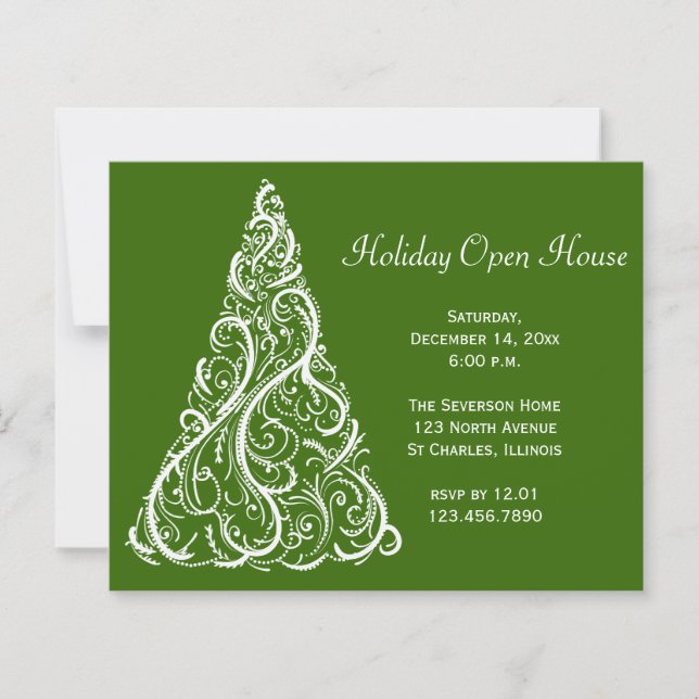 Papier White Christmas Tree Holiday Open House Invitation (Devant)