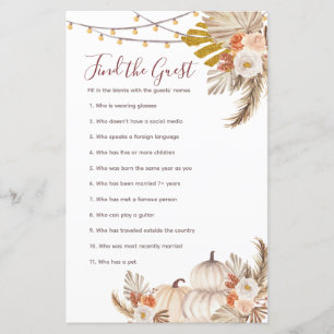 Papier White Cream Citrouille Rustic Trouver le jeu Invit