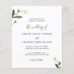 Papier White Daisy Floral Rustic Budget Mariage Invitatio