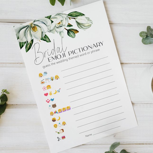 Papier White Magnolia Fête des mariées jeu Emoji Pictiona (Créateur téléchargé)