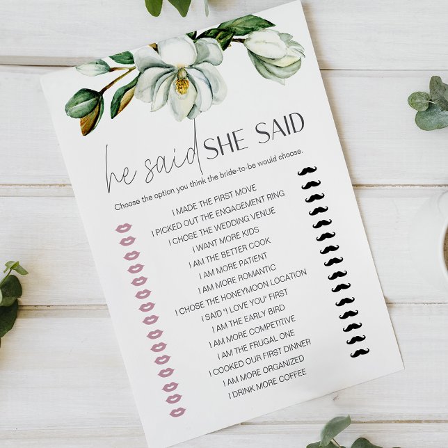 Papier White Magnolia Floral Jeu De Mariage Il A Dit Qu'E (Créateur téléchargé)