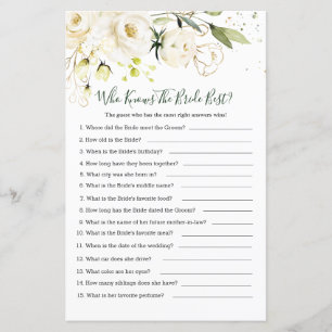 Papier White Rose Foliage Qui connaît la meilleure mariée