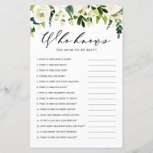 Papier White Winter Flowers Who Knows the Mom Best Game