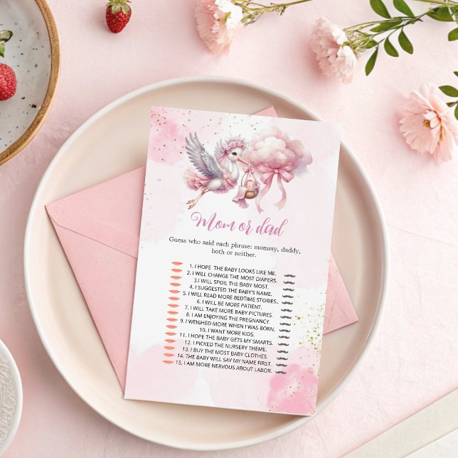 Papier Who Will Baby Be Like? Mom or Dad Game Pink Theme  (Créateur téléchargé)