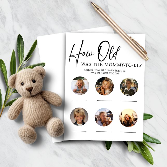 PAPIER Wie alt war Mami, um Baby Shower Game zu we (PAPER How Old Was Mommy to Be Baby Shower Game)