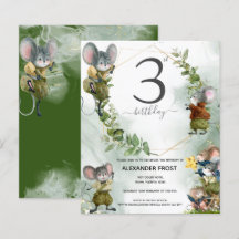 Wild Mice 3e anniversaire de fête Invitation