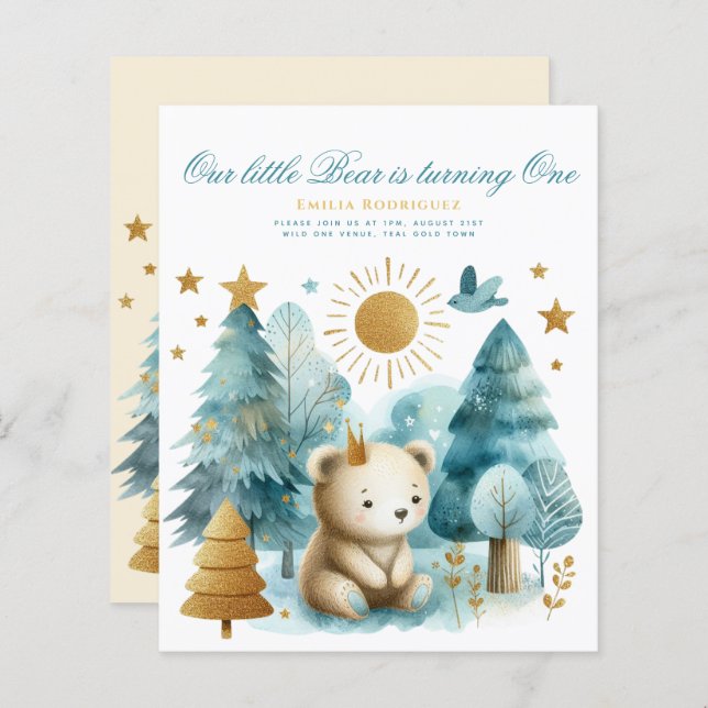 Papier Wild One Bear 1er anniversaire (ou EDIT AGE) Or Tu (Devant / Derrière)